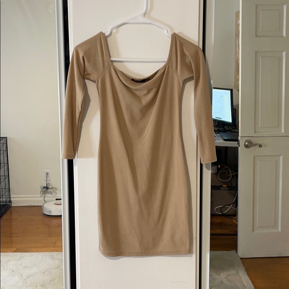 Pretty Little Thing Quarter sleeve nude mini dress